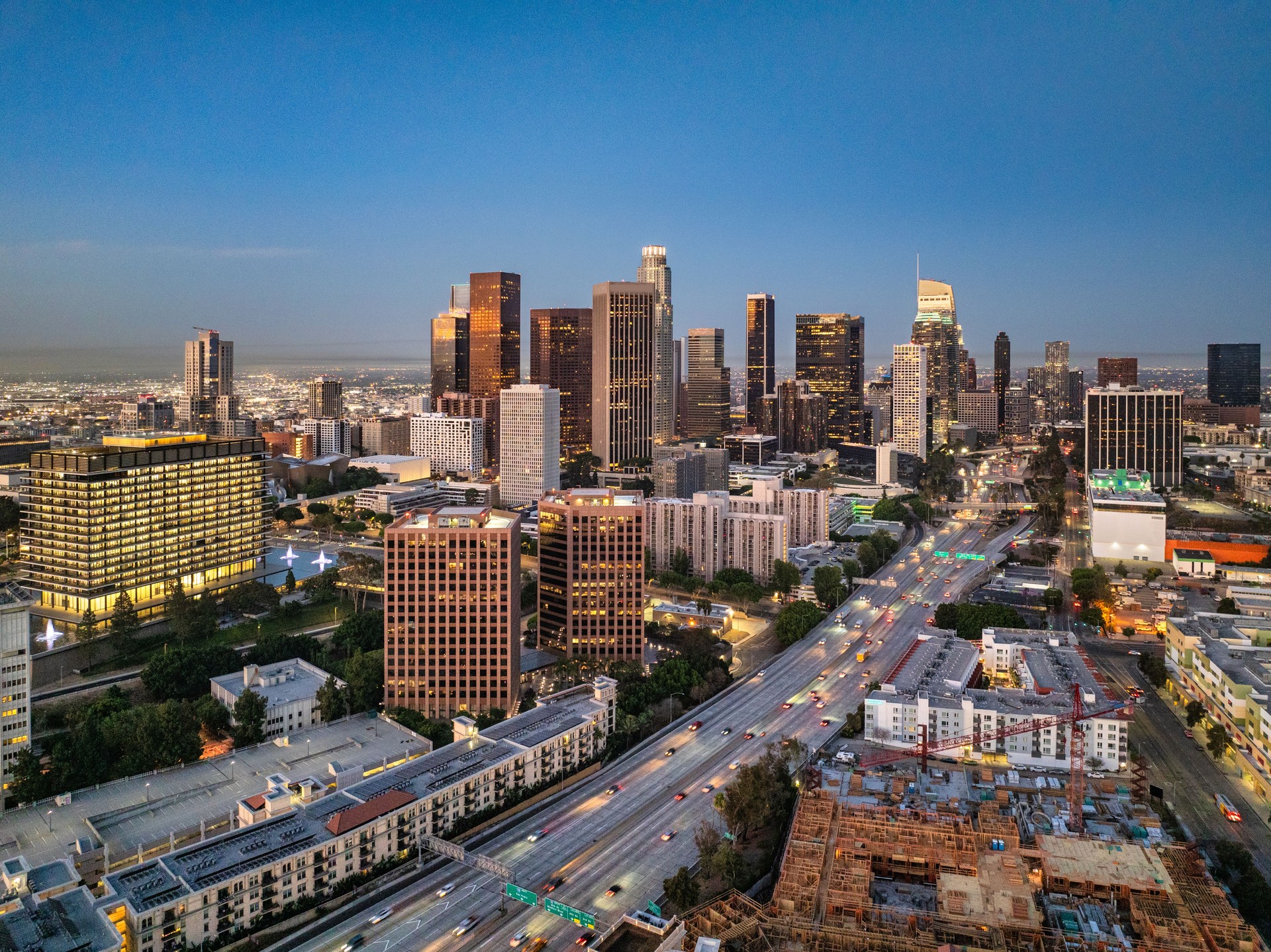 Downtown Los Angeles California Drone Skyline Aerial